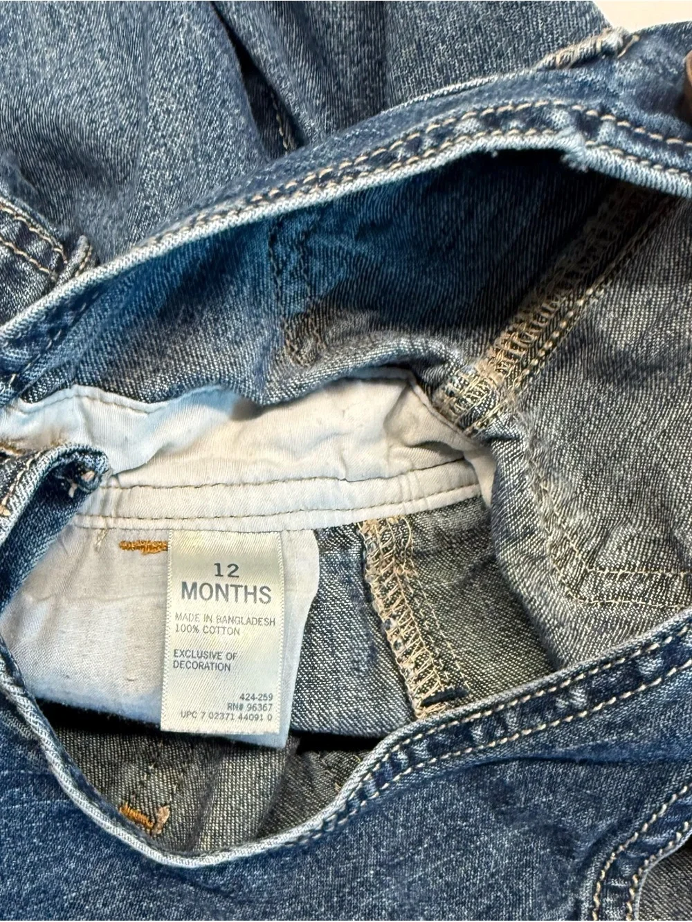 OshKosh 12M Denim Overalls & Genuine Kids Button Shirt Outfit Set